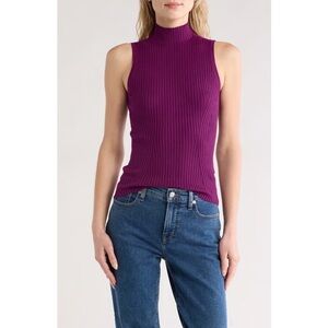 Madewell | Mock Neck Sleeveless Sweater Tank Blouse in Mulled Wine Size XS S